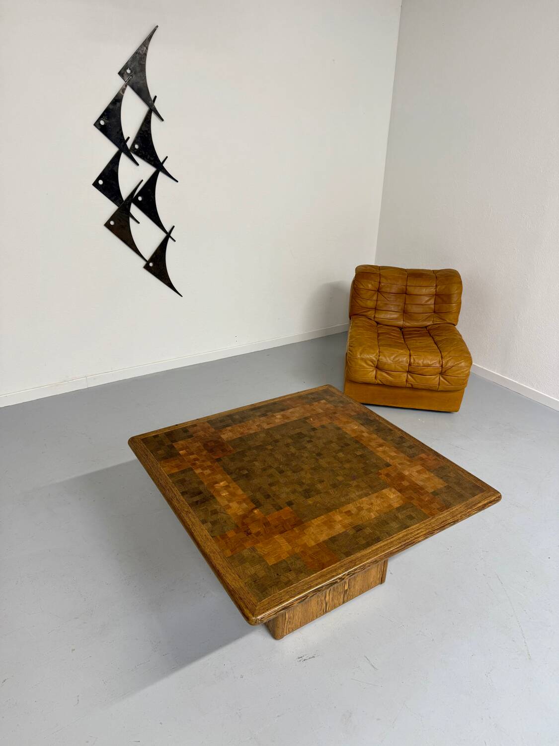 Scandinavian design marquetry wood coffee table by rolf middel and lindum