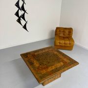 Scandinavian design marquetry wood coffee table by rolf middel and lindum