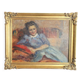 HSP portrait of a young woman seated, signed Lilly Véréa 20th century.
