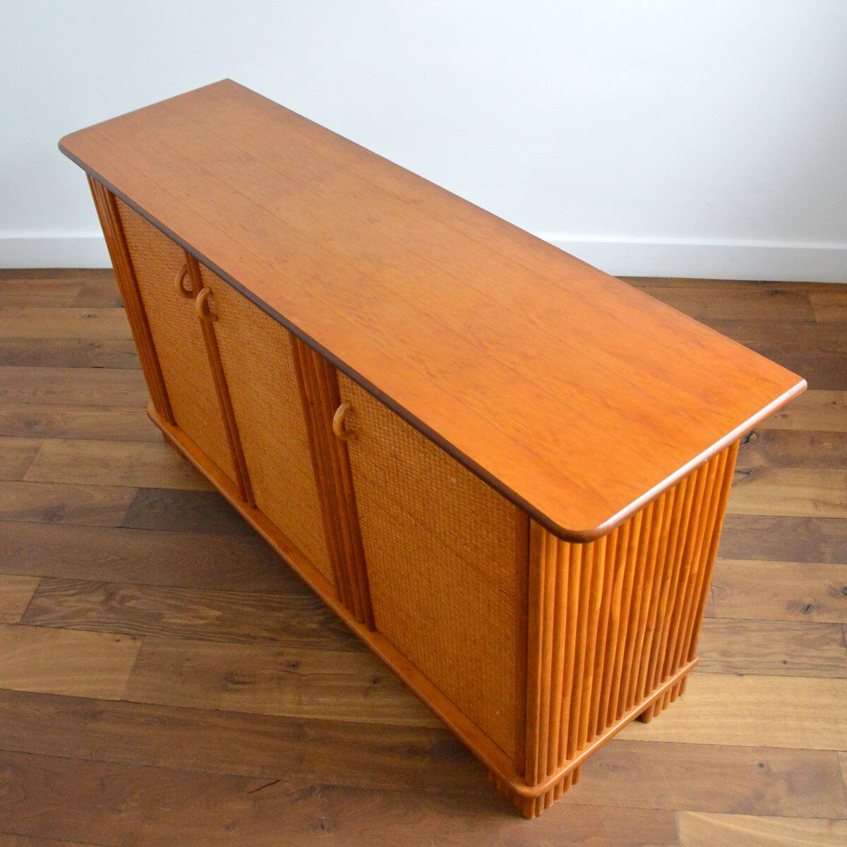 Buffet wood and rattan vintage 1970s