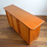 Buffet wood and rattan vintage 1970s