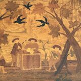 Coffee table in transition style marquetry