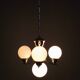 Art Deco Brass and Opaline Glass Chandelier, 1930s