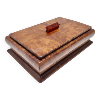 Vintage art deco walnut and walnut-root box, italy