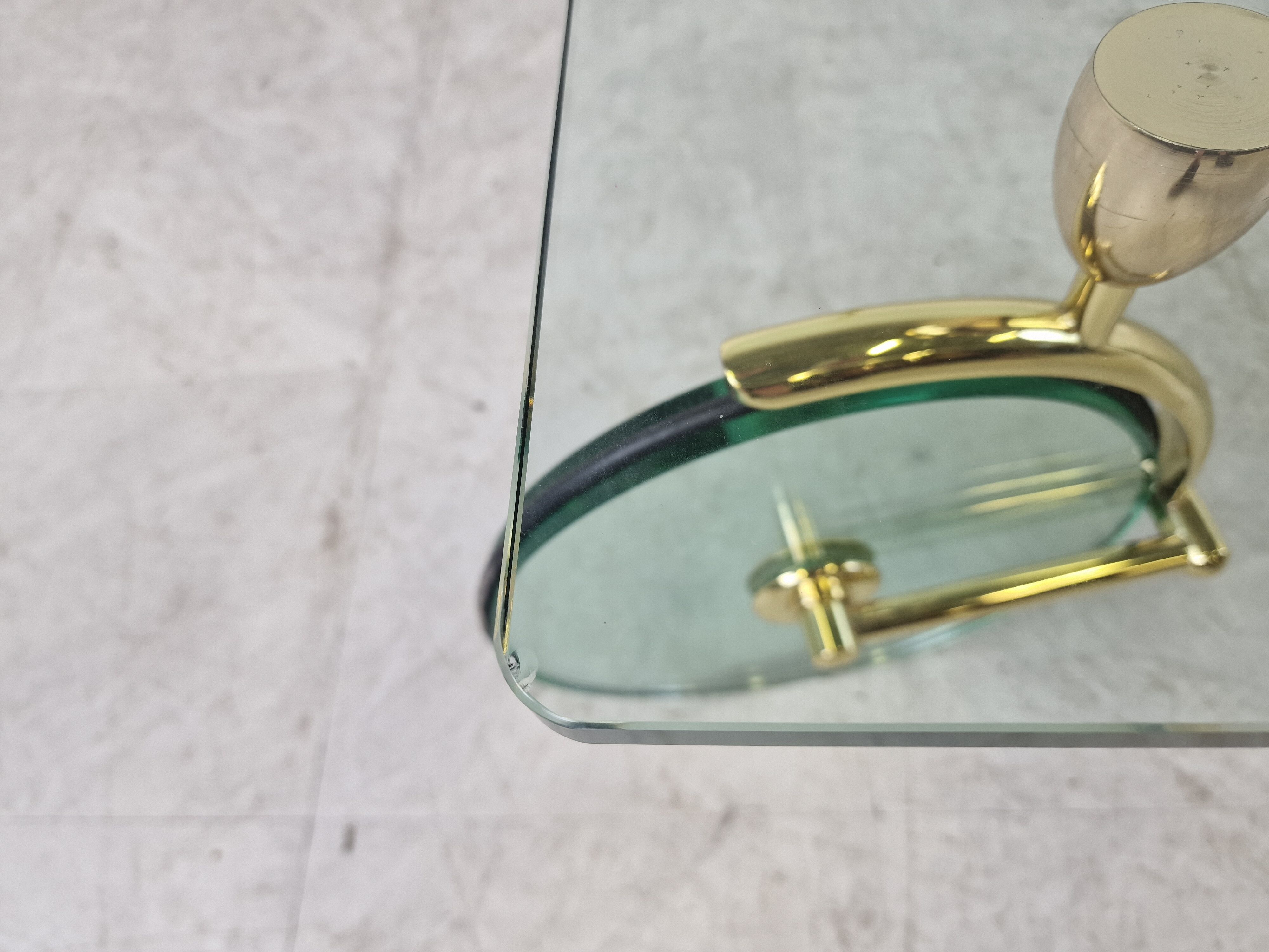 Glass coffee table with wheels, 1980s