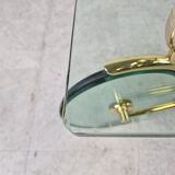 Glass coffee table with wheels, 1980s