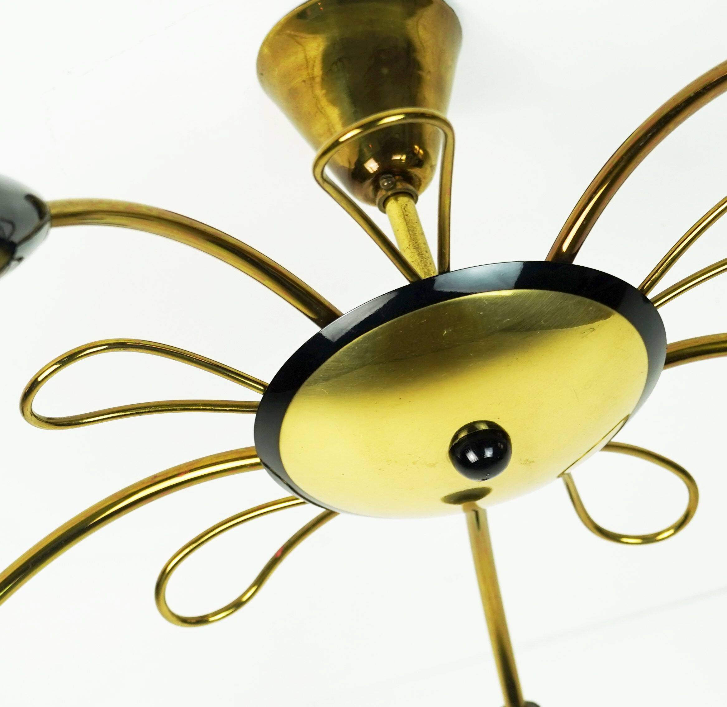 1950s sputnik spider CEILING LAMP brass stilnovo ära mid century