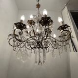 Large Macaroni Crystal Beaded Chandeliers Set of 2