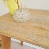 Table - old raw wood boarding school desk with compass legs