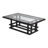 Table basse bois et verre années 80