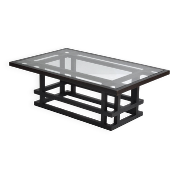 Wood and glass coffee table from the 1980s.