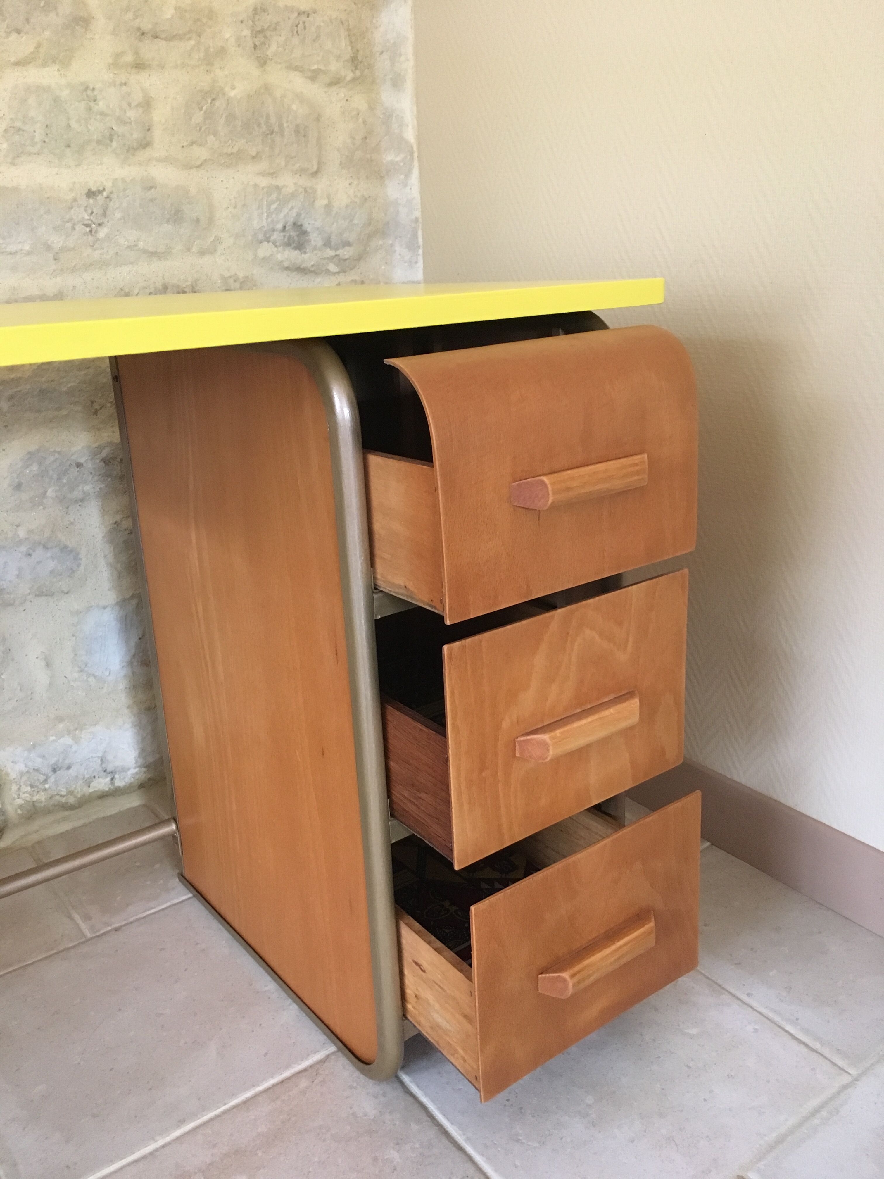 Bureau écolier tubulaire années 50