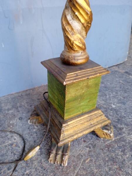 Polychrome gilded carved wood floor lamp ep 1940