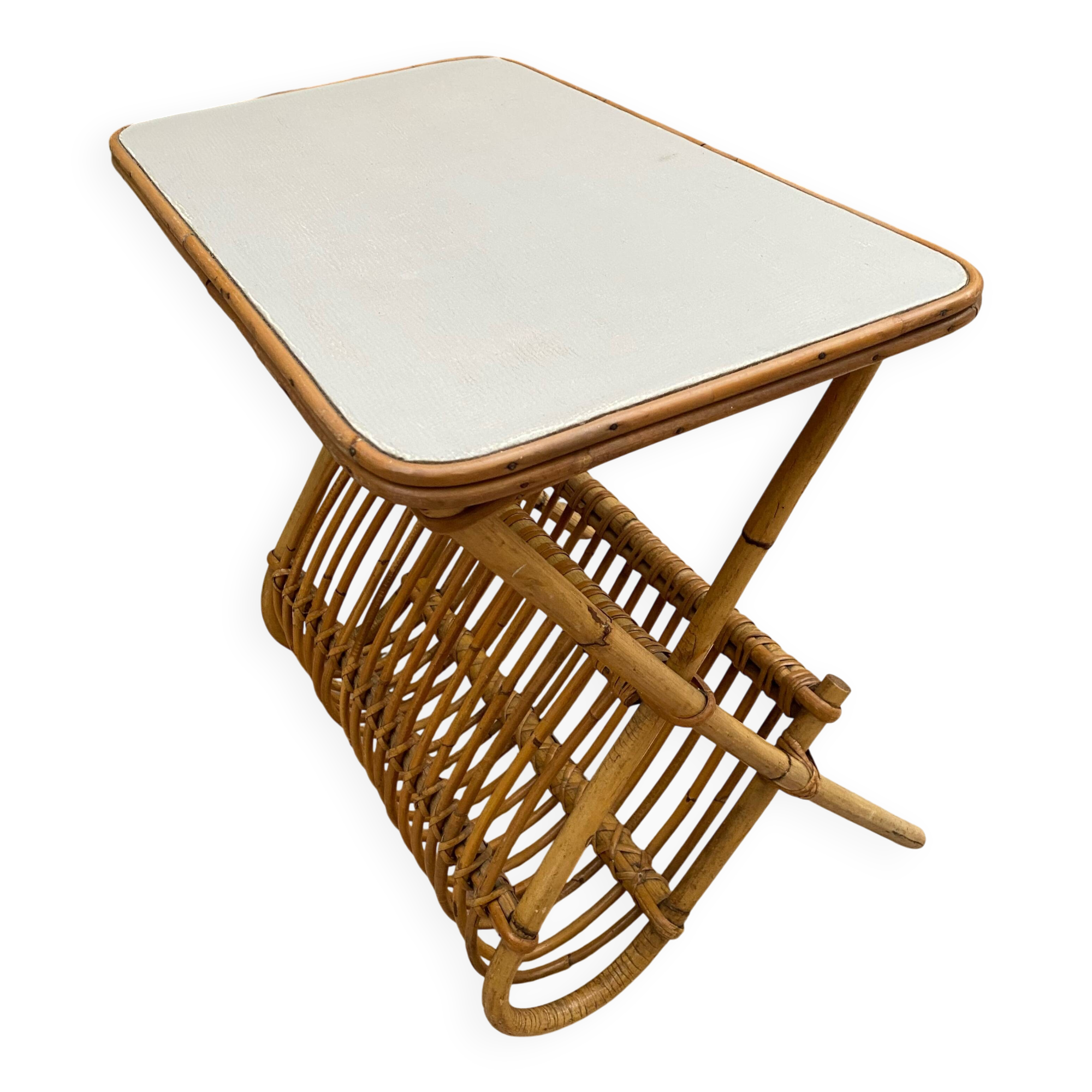 Rattan table.