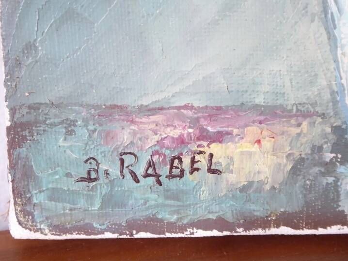 Painting oil on canvas bouquet of flowers signed b. rabel