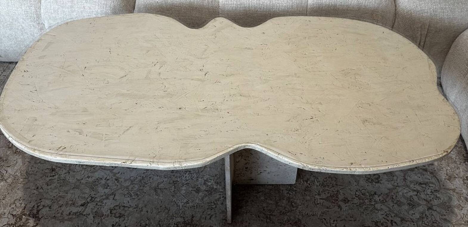 Beige travertine coffee table