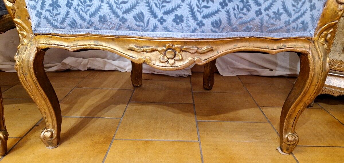 Paire De Fauteuils "Bergère" En Bois Doré de Style Louis XV