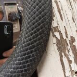 Convex mirror in black resin snakeskin effect 22cm