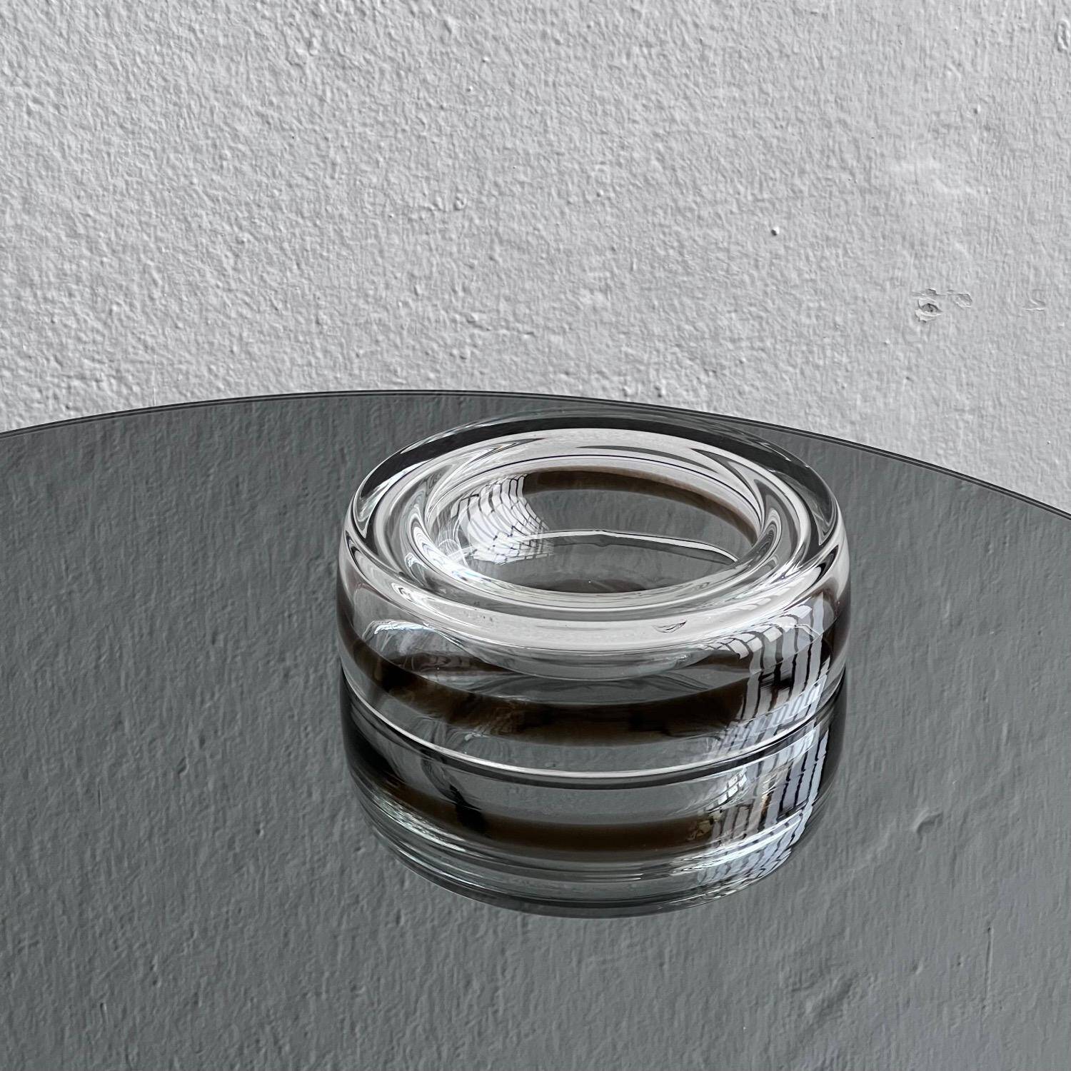 Timeless Murano glass valet tray in clear and brown glass 1970's