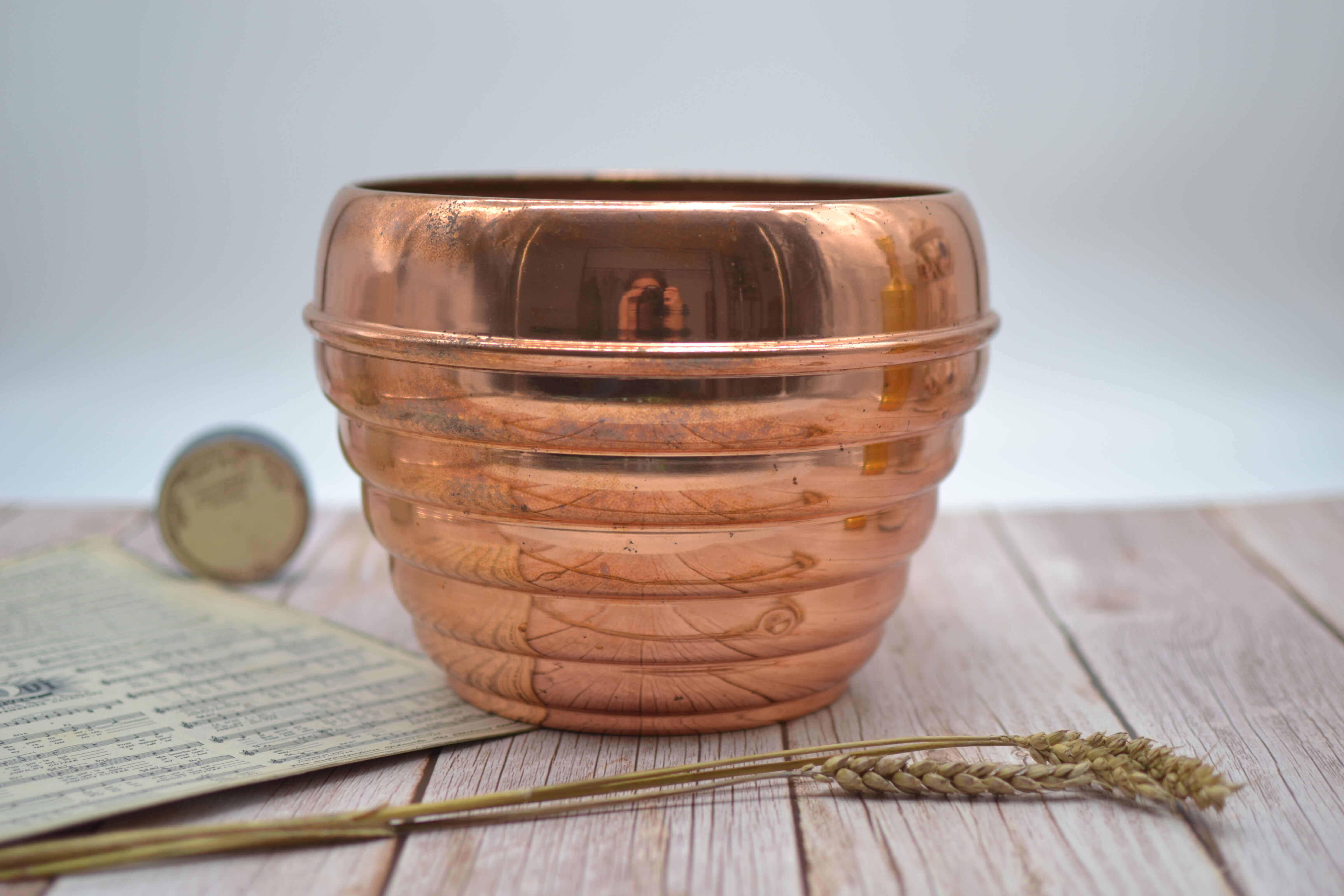 Old copper pot cover