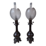 Paire de lampes à huile en bronze d'époque Napoléon III.