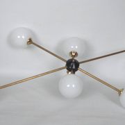 Stilnovo vintage 1960s chandelier, brass and glass, 6xE14