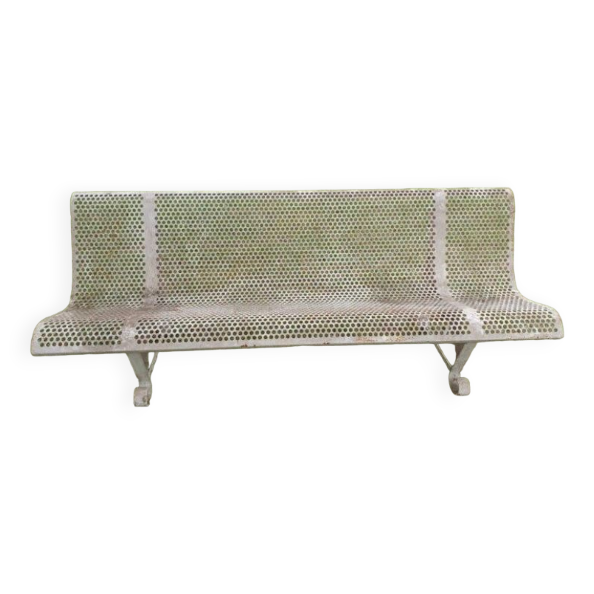 White metal garden or park bench