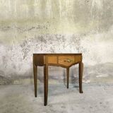 Vintage oak and elm burl bedside table