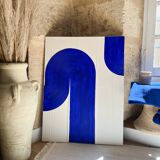 Blue and white relief painting