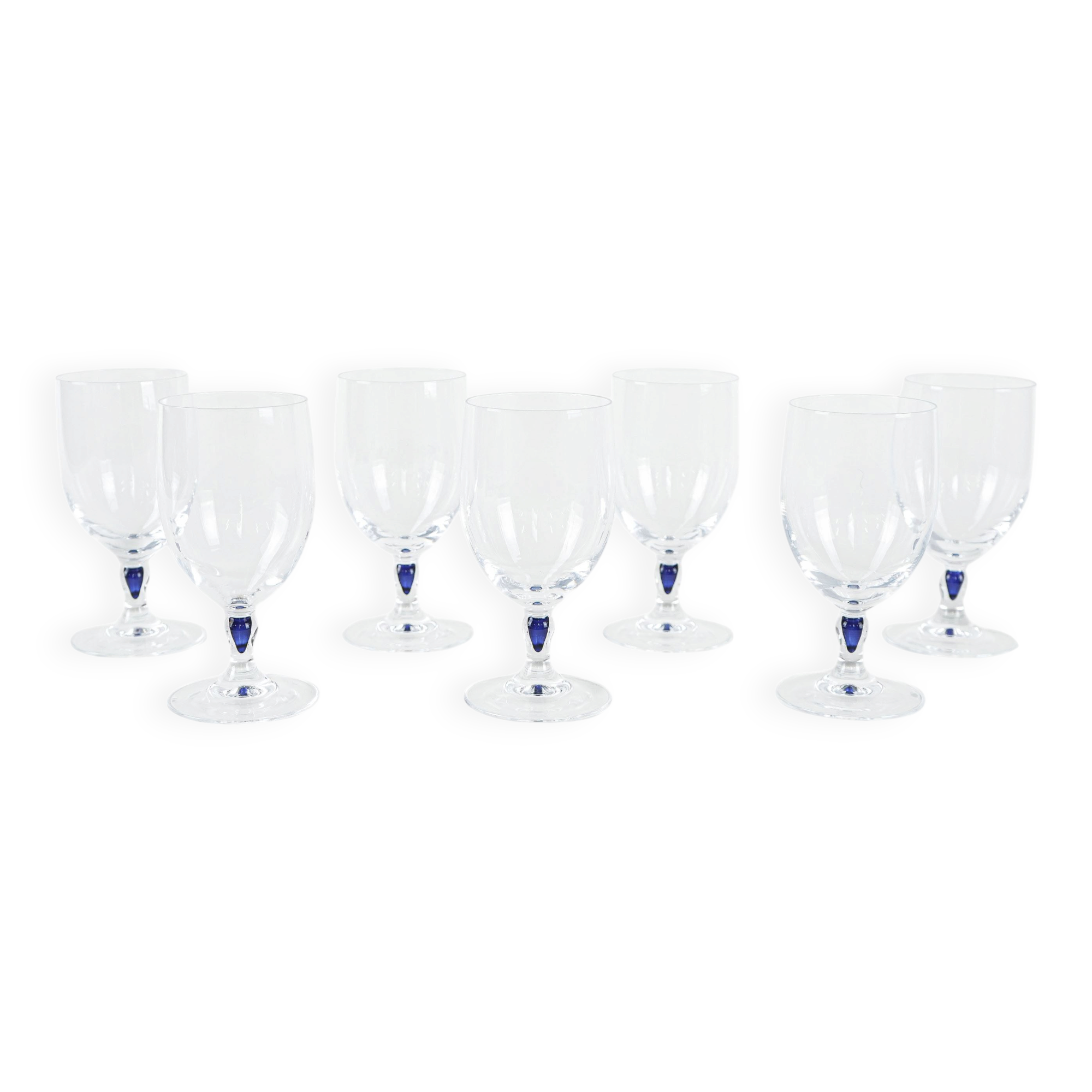 The set of Venise Saphir glasses, French design, 1970s, manufactured by Cri