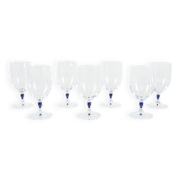 Le set de verres Venise Saphir, design français, années 1970, fabriqué par Cri.
