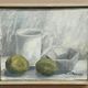 Original Swedish Oil on Canvas – “Jug, Bowl and Fruits” by Main Klarmo‑Kärred – Signed – 1961 – Vintage & Framed – 49×40.5 cm (19.3"×15.9")