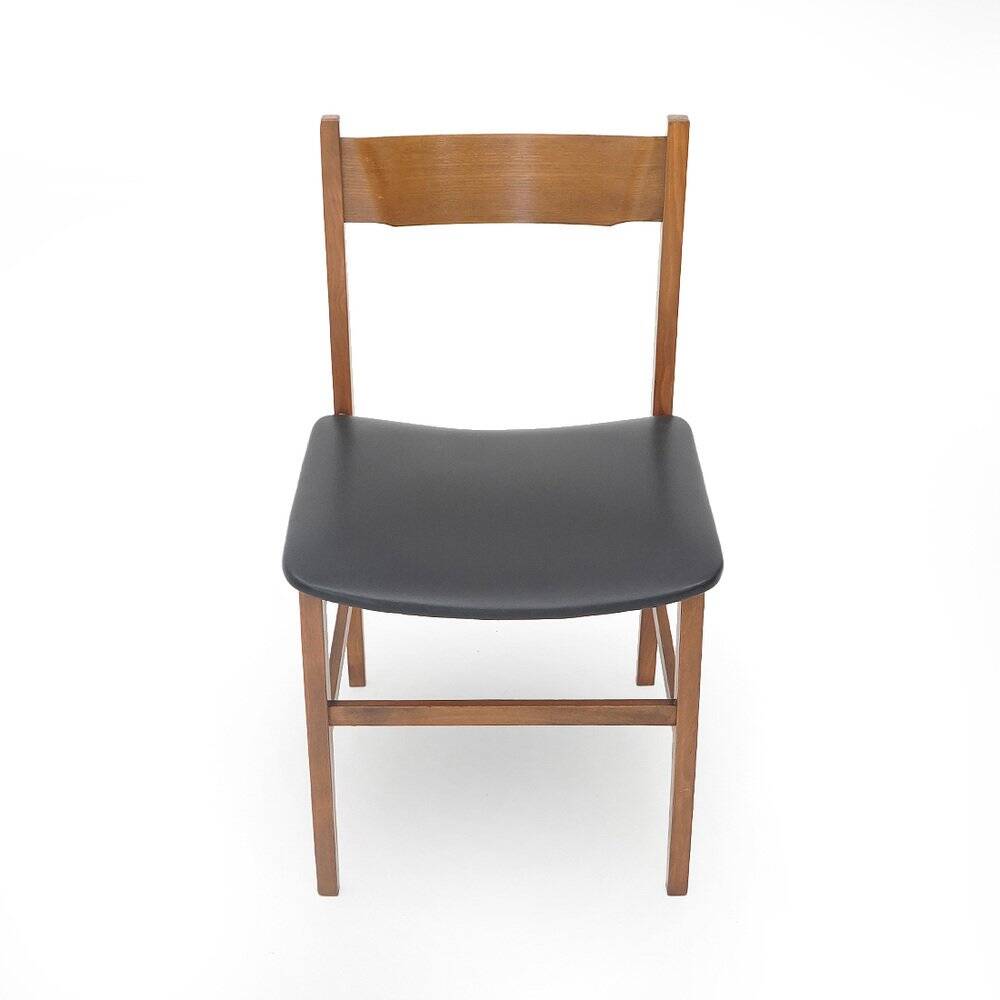 Chaises en bois vintage avec siège rembourré, années 1950, lot de 4
