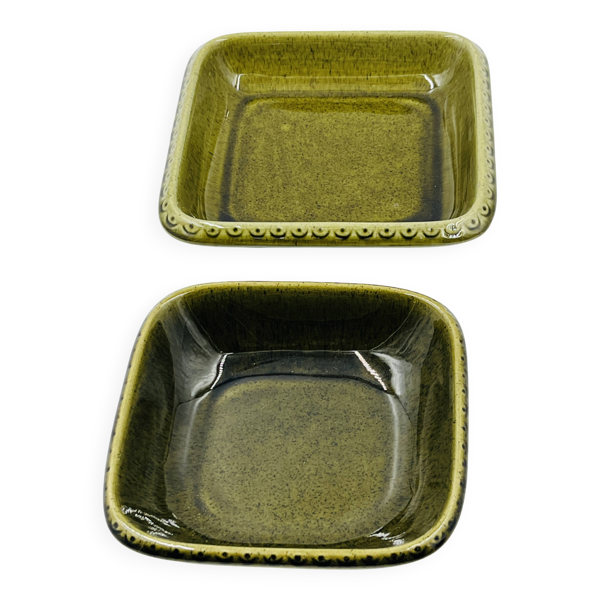 Lot 2 plats carrés en grès Deco Hälsingborg K.J. Svensson