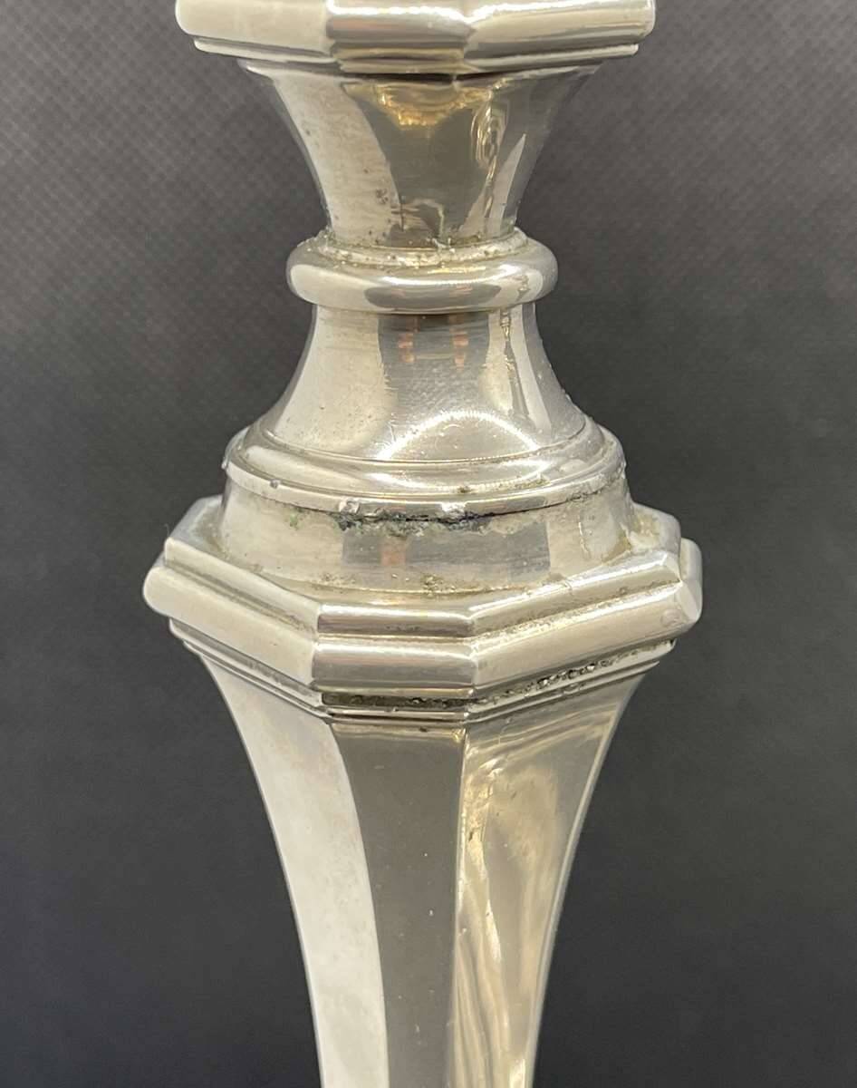 Pair of English silver-plated candlesticks from the 1950s