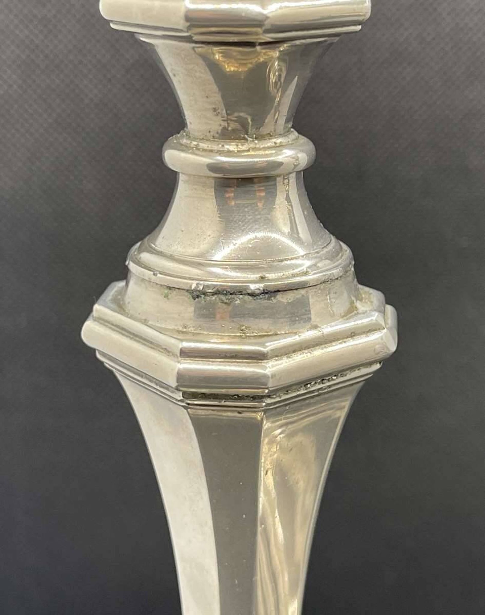 Pair of English silver-plated candlesticks from the 1950s