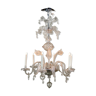 Lustre vénitien en verre de Murano transparent, 6 bras de lumière