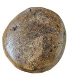 A substantial hand-hewn wooden bowl carved from a single burl section