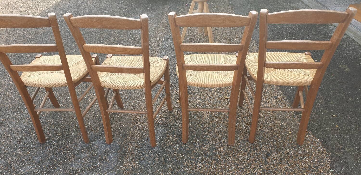 4 rustic Paillé chairs
