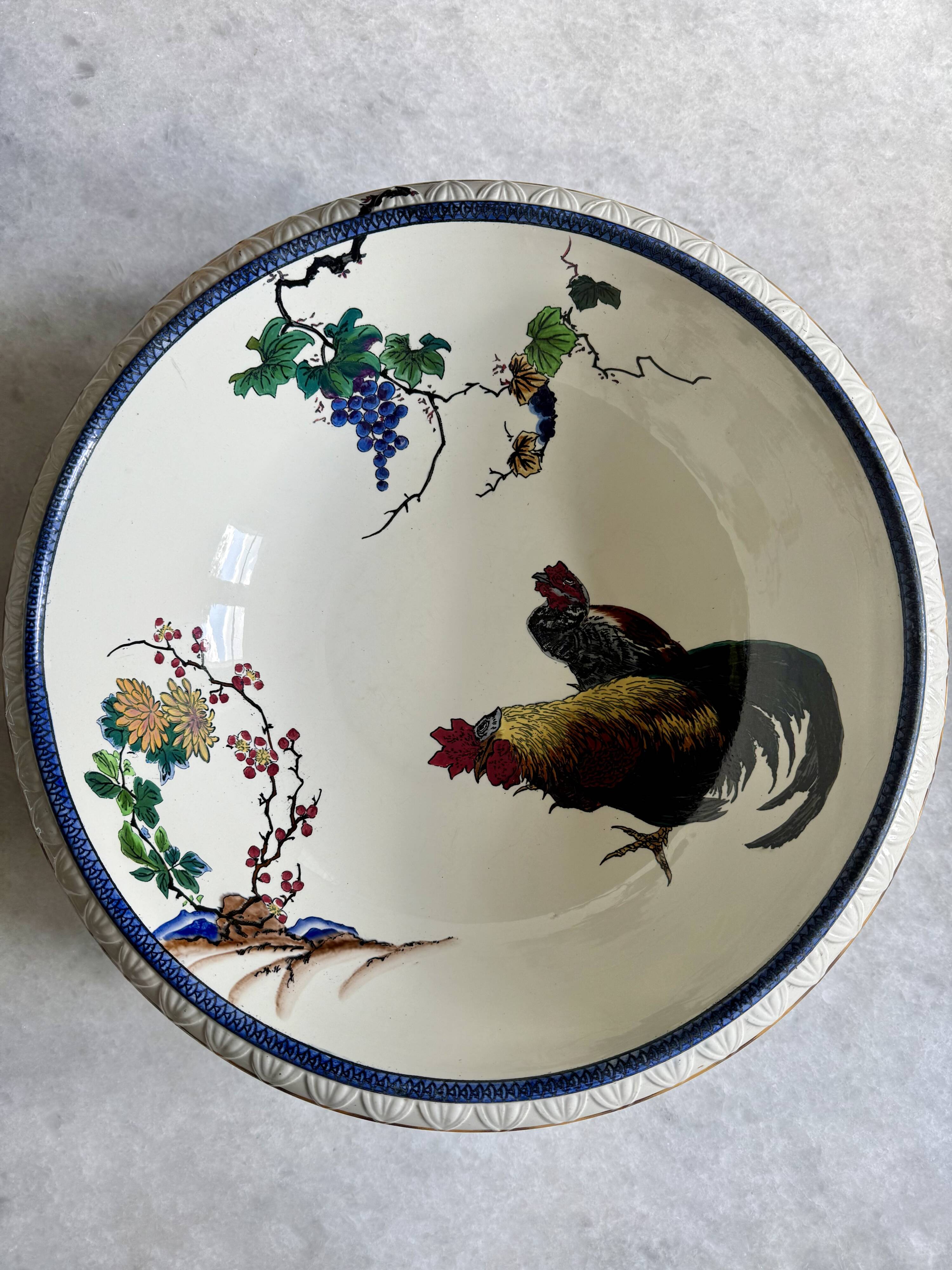 Felix Bracquemond for Creil & Montereau large bowl, fruit basket