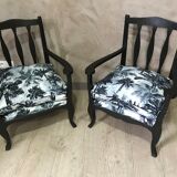 Pair of jungle fabric armchairs