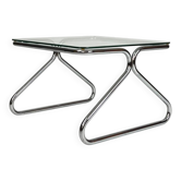Vintage chrome glass coffee table 70s Space Age Bauhaus