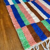 Berber carpet boujad colorful blue majorelle green brown peach