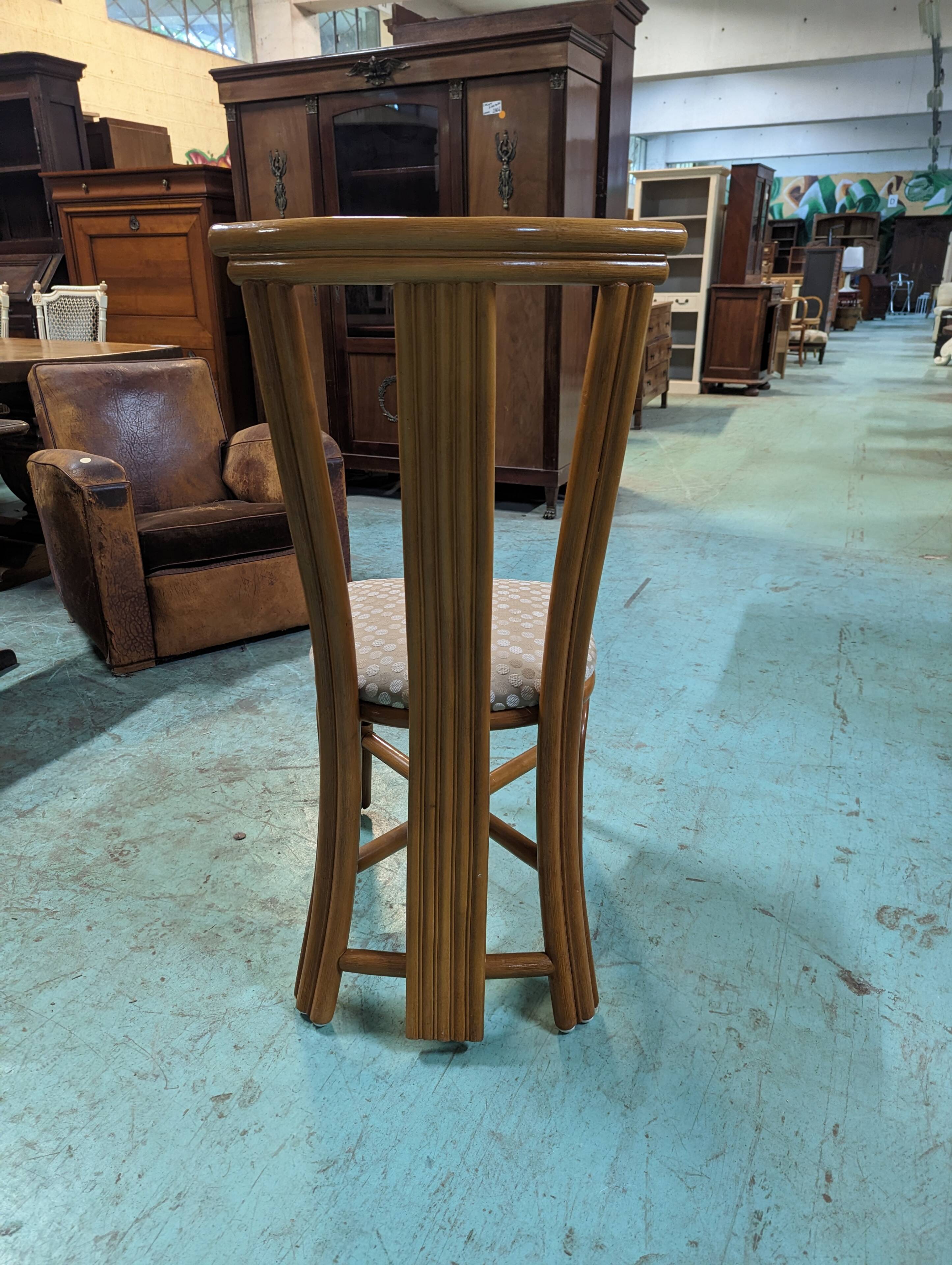 1980s dining room in rattan and oak veneer