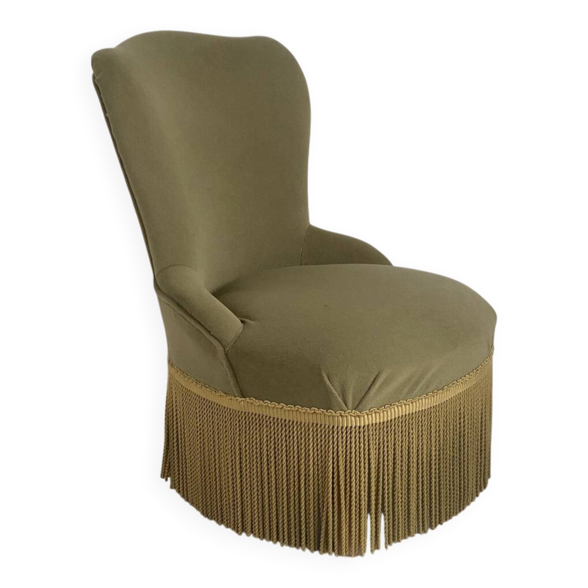 Small green velvet tub chair