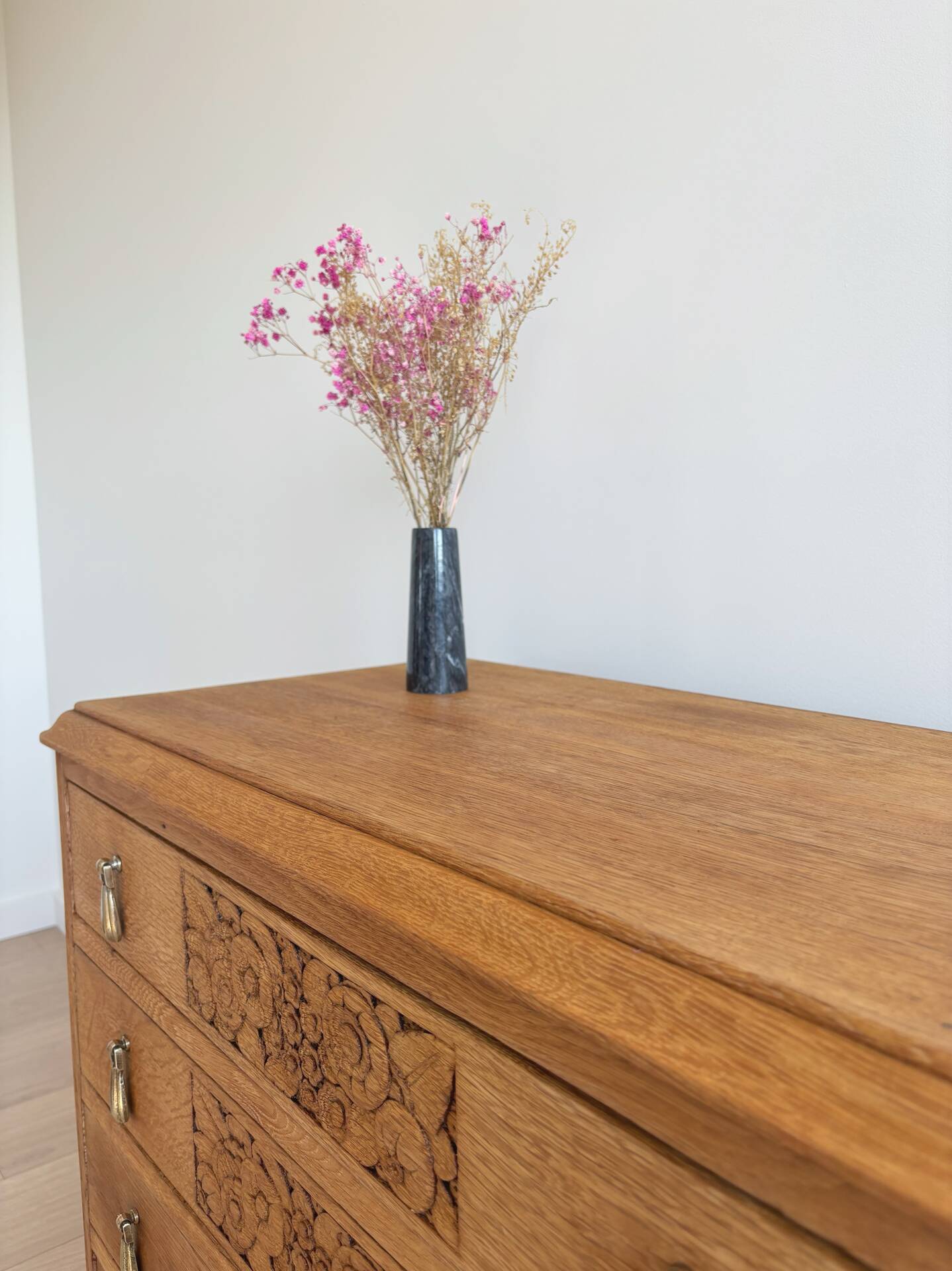 Commode ancienne art déco chêne massif - 4 tiroirs renovée