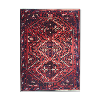 Hand Made Oriental Wool Area Rug, Traditional Red Blue Carpet- 225x310cm