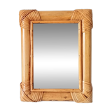 Vintage 1970s rattan tabletop mirror