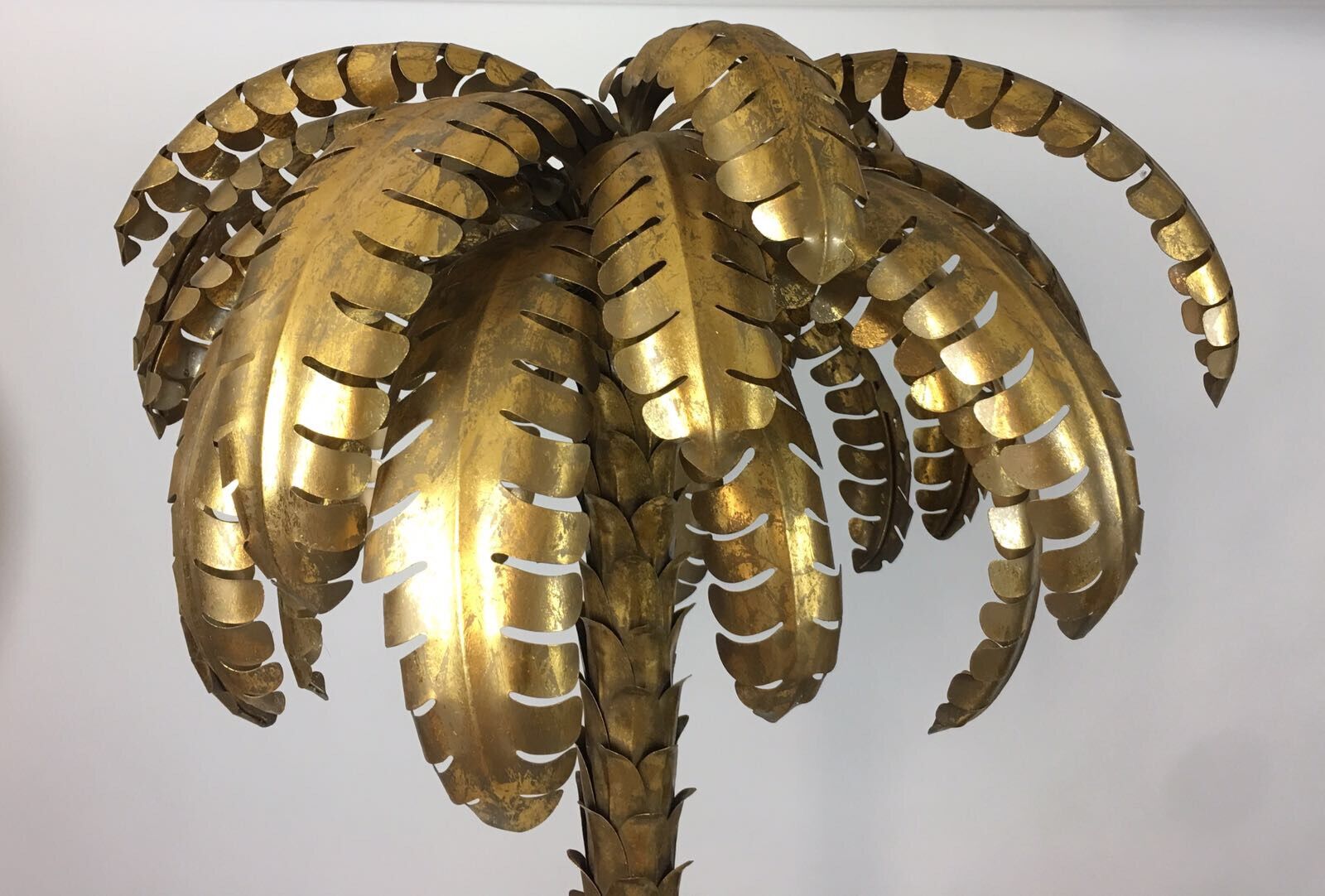 Lampadaire des années 70 forme palmier métal doré