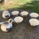 Coffee or tea service, earthenware with rustic motif, Keralux, Boch